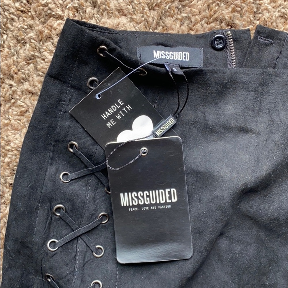 Misguided Black Lace Up Skirt